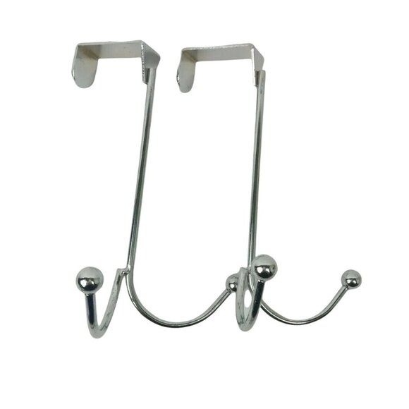 Essentials Over the Door Double Hooks New Chrome Plated Hang Clothes 6" - Picture 1 of 5